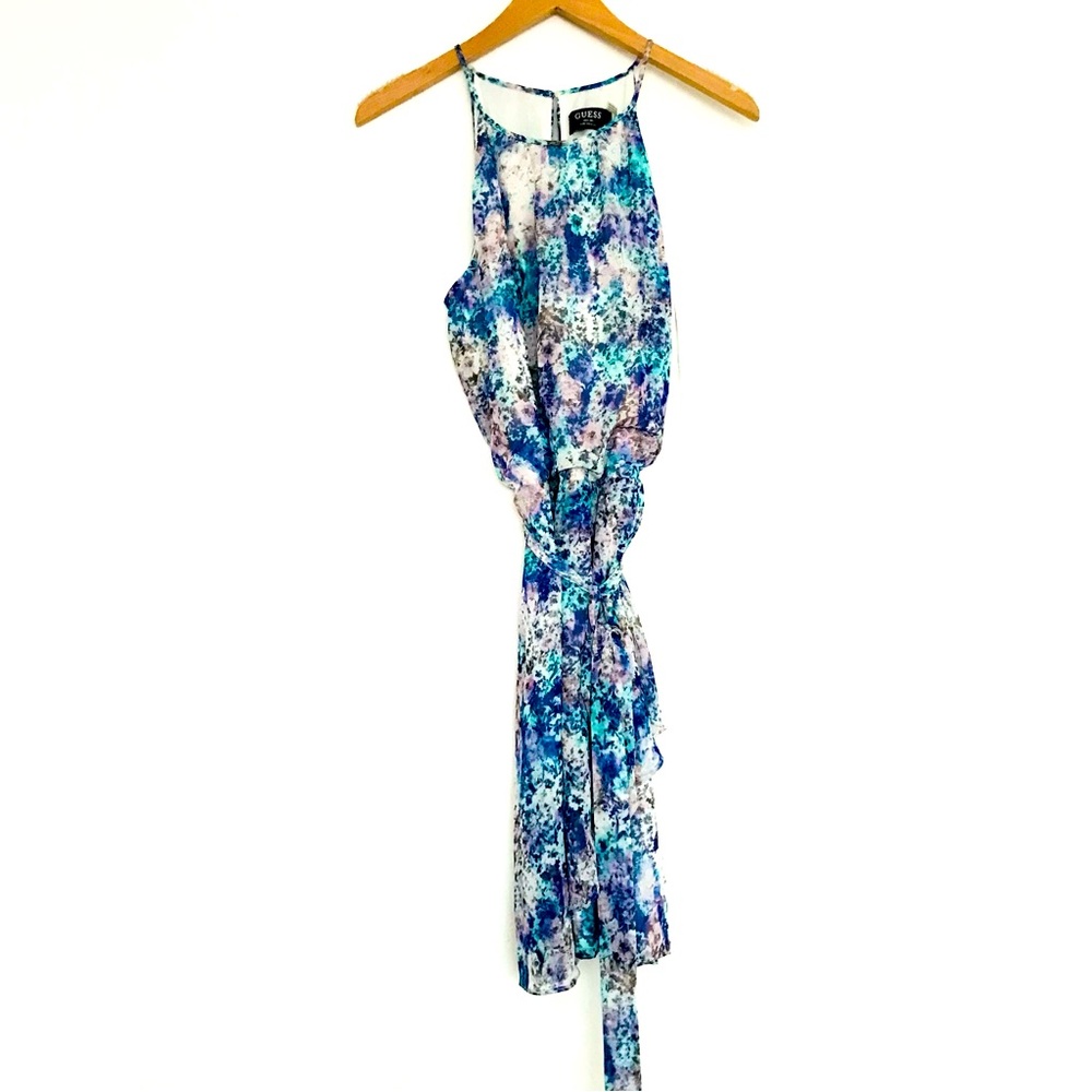 Guess blue and pink splash mini dress size 8